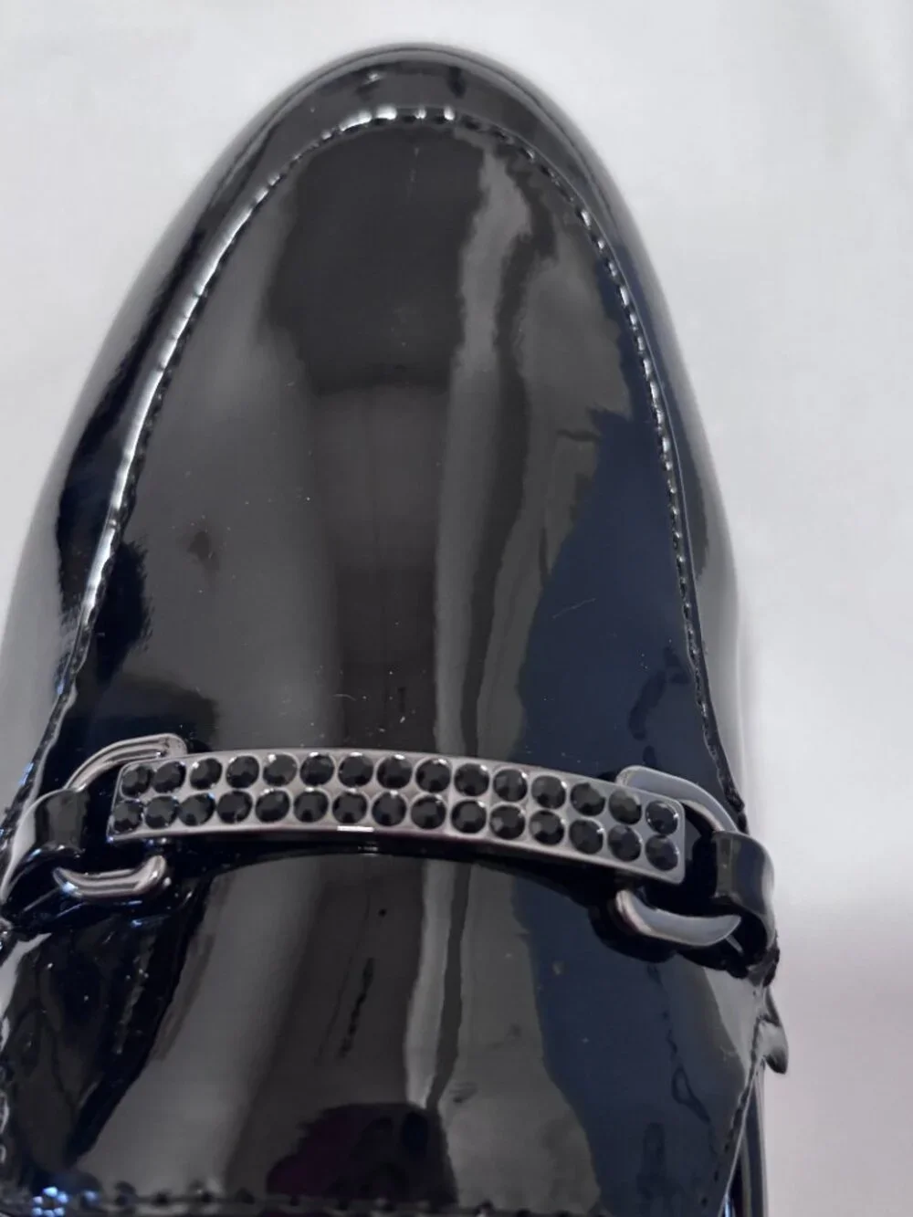 Bandolino Black Patent Rhinestone Loafers 8